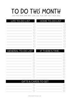 a printable to do list with the words to do this month