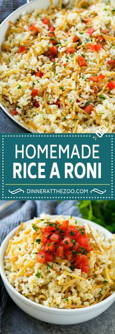 homemade rice with tomatoes and parsley in a white bowl