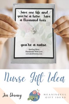 the nurse gift idea for nurses is displayed in front of a woman's hands