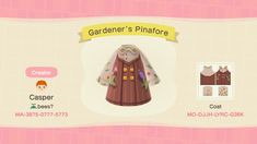 an animal crossing character's pinafore is shown in this screenshot from the game