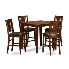 a wooden table with four chairs around it