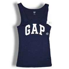 Gap Tank Top Shirt. Womens Medium. Pit To Pit 14 Inches, Length 25.5 Inches. Stretchable Material. Dark Navy Blue. New With Tags Sporty Letter Print Tops By Gap, Sporty Letter Print Tops From Gap, Sporty Gap Tops With Letter Print, Sporty Gap Tops For Spring, Sporty Blue Gap Tops, Fitted Blue Gap Tops, Gap Outfits, Satin Tank Top, Flannel Women