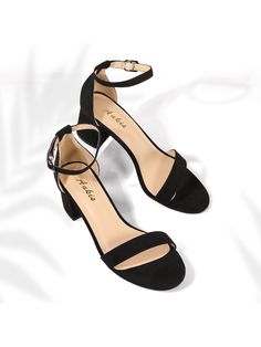 Black Elegant,Fashionable Collar  Pu  Strappy Embellished   Women Shoes Comfortable Office, Dressy Shoes, Chunky Heel Shoes, Low Heel Pumps, Low Heel Sandals, Brown Heels, Chunky Heels Sandals, Heeled Sandal, Open Toe Sandals