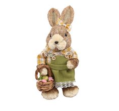 a stuffed rabbit holding an easter basket