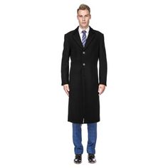 The Braveman Men's Knee Length Wool Blend Three Button Long Jacket Overcoat Top Coat is a handsome addition to your fall and winter formal wardrobe. This sharp-looking knee length wool blend jacket will complete your tailored ensemble. Wear this with your favorite suit or a shirt and tie and you'll impress any date or nail that interview. The neutral color palette makes this jacket a classic that you will wear for years to come. The quality of the wool blend fabric on this coat is extremely soft Black Long Coat For Semi-formal Occasions, Winter Outerwear With Lapel Collar, Business Long Coat With Buttons, Classic Notch Lapel Outerwear With Double Button Closure, Business Casual Outerwear With Hidden Button Closure, Masculine Formal Winter Outerwear, Masculine Winter Business Outerwear, Semi-formal Long Winter Sport Coat, Semi-formal Long Coat With Buttons