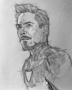 a pencil drawing of the avengers character iron man