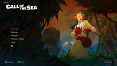 an animated image of a woman standing in front of some plants and trees with the title call of the sea