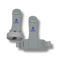 two straps are attached to each other on a white background with blue letters and symbols