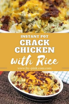 Crack Chicken Recipe with Rice is a hearty filling meal made for your family. The kids love it! It's hard to go wrong with bacon! #crackchicken #instantpot #instantpotcrackchicken #crackchickenrecipes Cracked Chicken Recipe, Chicken Recipe With Rice, Roast And Mashed Potatoes, Cracked Chicken, Riced Broccoli Recipes, Recipe With Rice, Rice And Broccoli, Pressure Cooking Recipes, Cooking Frozen Chicken