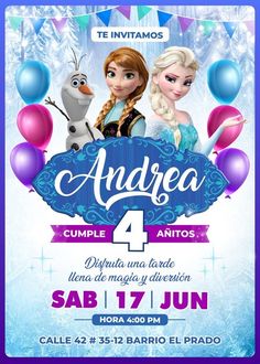 the frozen princess birthday party flyer