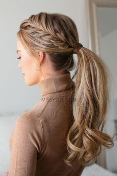 Hair In A Ponytail, Fishtail French Braid, French Braid Ponytail, Braided Ponytail Hairstyles, Fishtail Braid, A Ponytail, Cool Braid Hairstyles, Peinados Fáciles Para Cabello Corto, Cool Braids