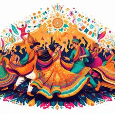 an artistic painting of people dancing and having fun