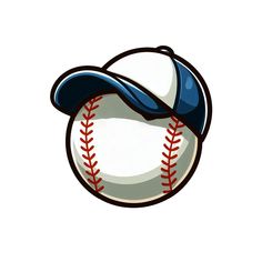 a baseball with a blue hat on it's head is in the shape of a ball