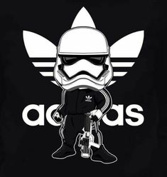 a star wars character holding a guitar and wearing a helmet with adidas on it