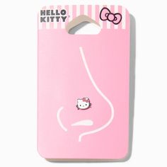 the hello kitty phone case is pink with white stripes