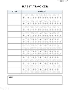 a printable habit tracker sheet with the words habit tracker written in white on it