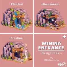 Automatic Sheep Farm Minecraft, Minecraft Mine Entrance, Minecraft Mining, Mine Entrance, Minecraft Building Designs, Minecraft Mine, Minecraft Japanese House, Minecraft Kingdom