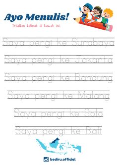 the worksheet for handwriting with two children