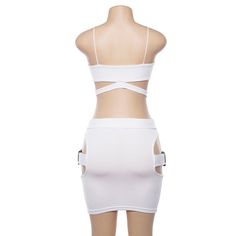 Size:S,M,LColor:White,BlackNeckline:Condole BeltSleeve Length:SleevelessWaistline:High WaistElasticity:Slightly StretchyPocket:NoPattern Type:Solid Color,Pure ColorTwo Pieces Set Length:ShortSeason:Spring,Summer,Autumn,WinterOccasion:Casual,Street,Club White Strappy Crop Top For Night Out, White Strapped Crop Top For Night Out, White Strap Crop Top For Night Out, White Casual Crop Top For Club, Chic White Club Crop Top, Chic White Crop Top For Club, White Stretch Mini Skirt For Club, White Casual Tank Top For Club, White Sleeveless Crop Top For Club