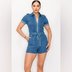 New With Tags Iris Basic Blashe Denim Jumpsuit Romper. Slight Differences From Photo On Model, Refer To Other Photos Please. Lighter Blue, Differences In Pockets And Zipper But It Fits The Same As On The Model. Never Worn, Perfect Condition. Trendy Short Denim Jumpsuit With Pockets, Spring Denim Jumpsuit Short Length, Blue Denim Short Jumpsuit, Fitted Jumpsuits And Rompers With Pockets, Fitted Short-length Jumpsuits And Rompers With Pockets, Trendy Medium Wash Short Length Denim Jumpsuit, Spring Denim Blue Short Jumpsuit, Spring Denim Blue Short-length Jumpsuit, Non-stretch Denim Jumpsuit With Short Sleeves