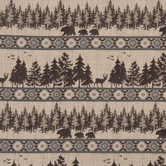 a pattern with trees and animals on it