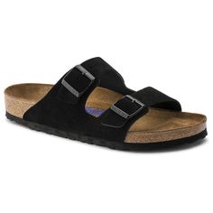 Arizona Suede Leather Soft Footbed Black | BIRKENSTOCK Mocha Birkenstock, Birkenstock Style, Birkenstock Men, Two Strap Sandals, Mocha Color, Footbed Sandals, Birkenstock Sandals, Birkenstock Arizona, Suede Sandals