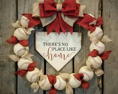 there's no place like home baseball wreath