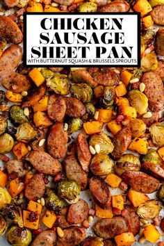 chicken sausage sheet pan with roasted brussel sprouts