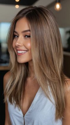 Bronde Hair Magic: 15 Stunning Ideas to Amp Up Your Look** ** - pulsepathlife.com Glossy Light Brown Hair, Cool Brown Hair Color With Highlights, Bronde Haircolor Winter, Bronde Lived In Hair, Brunette Hair Fair Skin, Bronde Haircolor Brunettes Summer, Medium Length Dark Blonde Hair, Honey Brown Blonde Hair, Blended Money Piece Hair