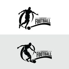 two logos for a football team, one with a ball and the other with a soccer player