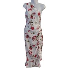 I Saw It First One Shoulder Ruched Midi Dress New With Tag 10 Measurements In Pictures Excellent Condition White One-shoulder Ruched Midi Dress, White Ruched Dresses For Spring, Ruched Midi Dress, Dress First, I Saw, Pink White, New Dress, Pink Ladies, The One