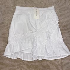 Nwt Never Worn! Sim & Sam White 100% Cotton Mini Skirt With Asymmetrical Ruffle Detail Across The Front And Ruffled Hemline. Elastic Waist And Fully Lined. White Asymmetrical Skirt For Brunch, White Ruffle Hem Skort For Summer, White Asymmetrical Skort For Summer, White Asymmetrical Skort For Day Out, White Asymmetrical Skort For Spring, White Ruffle Hem Skort For Spring, White Ruffle Hem Mini Skirt For Day Out, White Mini Skirt With Ruffle Hem For Spring, White Mini Skirt With Ruffle Hem For Day Out