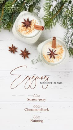 Have yourself a yummy treat with this Eggnog holiday diffuser blend! It combines the sweet and balancing, rich aroma of Vanilla with the warm and comforting hues of Cinnamon Bark and the spicy and energizing hints of Nutmeg essential oil. #holidayblends #autumn #fall #aromatherapy #diffuserblend #essentialoils #youngliving #yleo Nutmeg Essential Oil Young Living, Aloe Vera Products, Nutmeg Essential Oil, Doterra Essential Oils Recipes