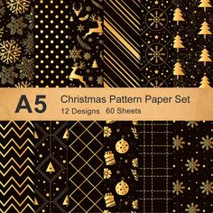 PRICES MAY VARY. Large Quantity – The set includes 60 sheets Christmas patterned paper in 12 different designs, each design has 5 sheets, sufficient to meet your needs for art crafts, and you can share with your friends to DIY, full of fun. Black Gold Color – Our Christmas patterned paper adopt Christmas theme design, each paper is printed and decorated with classic Christmas patterns and all uses black and gold color, makes glossy surface, classic and unique, well match Christmas festive atmosp Christmas Cardstock, Reindeer Christmas Tree, Uk Christmas, How To Make Scrapbook, Creepy Christmas, Faux Snow, Gold Christmas Decorations, Paper Black, Card Pattern