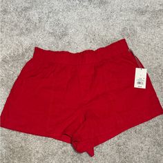 Red Linen Shorts, Size Large. New With Tags. Elastic Waist And Pockets. Leopard Print Shorts, Seersucker Shorts, Navy And Khaki, Flowy Shorts, Tailored Shorts, Belted Shorts, Plus Size Shorts, Khaki Shorts, Linen Shorts