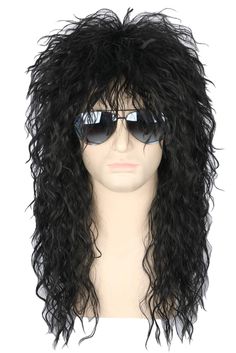 PRICES MAY VARY. Heat Resistant Synthetic fiber wig black curly style.Natural,Comfortable and soft to the touch. The Black wig perfect for 80s themed party,Mullet Cosplay,80s clothes accessories,Fancy dress ball,Halloween costumes or Just fun. Wig length: 20 inch.Adjustable cap(22-24.5 inch)Suitable for most people head.Hand wash! Just shake and fluff it out first!Not satisfied with the full refund! Package:only 1*wig,1*net cap and 1*operation manual.Top quality from US brand Topcosplay. Halloween Costume Male, Mullet Wigs, 80s Wig, Rocker Costume, Black Mullet, 80s Rocker, Mullet Wig, Fancy Dress Ball, Mens 80s