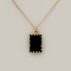 MEREWIF : Shop All : Phoebe Necklace - Onyx Black Brass Pendant Necklace, Black Brass Jewelry With Adjustable Chain, Black Necklace With Adjustable Chain And Rectangular Pendant, Yellow Gold Onyx Pendant Necklace, Black Pendant Chain Necklace, Tarnish Resistant, Black Tarnish Resistant Pendant Chain Necklace, Black Tarnish-resistant Pendant Chain Necklace, Black Tarnish Resistant Pendant Necklace, Black Tarnish-resistant Brass Jewelry