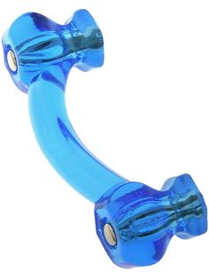 a blue glass handle on a white background