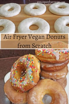 Air Fryer Vegan Donuts from Scratch Donuts From Scratch, Air Fryer Vegan, Vegan Doughnuts, Vegan Air Fryer, Vegan Donuts, Vegan Baking Recipes, Easy Air Fryer, Vegan Treats, Vegan Dessert Recipes