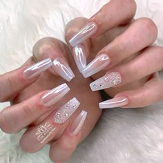 Nails And Toes Matching, Nailart Glitter, Nails Products, Clear Acrylic Nails, Fall Acrylic Nails, Nails And Toes, Trendy Nail Art, Luxury Nails