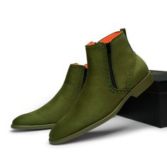 Made With Premium Breathable Suede Fiber Upper. Made With Soft Lycra Lining And Removable Soft Eva Insole For Comfort. Toe Shape Round Pattern Plain Closure Slip On Width Standard Upper Mat Microfiber Upper Color Lime Lining Mat Lycra Lining Color Orange Insole Mat Eva Insole Color Orange Sole Mat Pu Sole Color Lime Green Chelsea Boots With Rubber Sole And Round Toe, Bean Boots Men, Casual Green Waterproof Slip-resistant Boots, Green Slip-ons With Leather Sole And Round Toe, Green Leather Sole Slip-ons, Green Leather Sole Slip-on Boots, Green Suede-lined Boots With Round Toe, Wolverine 1000 Mile Boots, 1000 Mile Boots