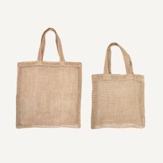 two jute bags on white background