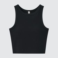 Uniqlo Tops, Black Tank Top, Ribbed Tank Tops, Styling Ideas, Bra Straps, Bra Top, Sleek Look, Black Tank, Style Profile