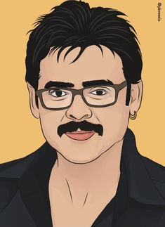 a drawing of a man with glasses and a mustache