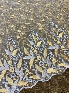 "This was a perfect find as it matched my daughter's wedding dress perfectly. (It was an Essence of Australia dress, and we used this fabric to add sleeves.)" Angela. Verified Kikitextiles Customer ✅ Luminescent and of an excellent quality, Kiki Textiles presents this gorgeous, embroidered lace on clear mesh. This medium-weight lace features an ornate, floral pattern that is very diverse compared to your typical floral lace fabric. An exceptionally beautiful lace for those times when you want yo Embroidered Fitted Fabric For Wedding, Wedding Embroidered Fabric With Multicolor Embroidery And Lace Work, Traditional Wedding Fabric With Lace Work, Festive Wedding Fabric With Lace Work, Stretch Lace Fabric, Essence Of Australia, Types Of Lace, Add Sleeves, Embroidered Leaves