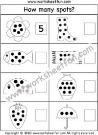 worksheet showing how many spots can be found in the pictures on this page