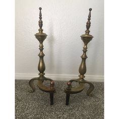 pair of antique brass candlesticks