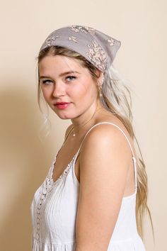 Bohemian floral lace head scarf Adjustable Feminine Hair Accessories, Elegant Headband Style Bandana, Elegant One Size Headband Bandana, Spring Headscarf One Size Fits Most, Elegant Spring Headscarf, Elegant One-size Headscarf For Spring, Elegant One Size Bandana Headband, Feminine Spring Headband Hair Accessories, Summer Wedding Headwrap