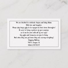 a white business card with the words, be grateful to rejoicings and baby buddha