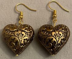 Making Earrings, Puffy Heart, Cute Charms, Heart Earrings, Ear Wires, Have Fun, Ebay Store, Gold Earrings, Gold Plate